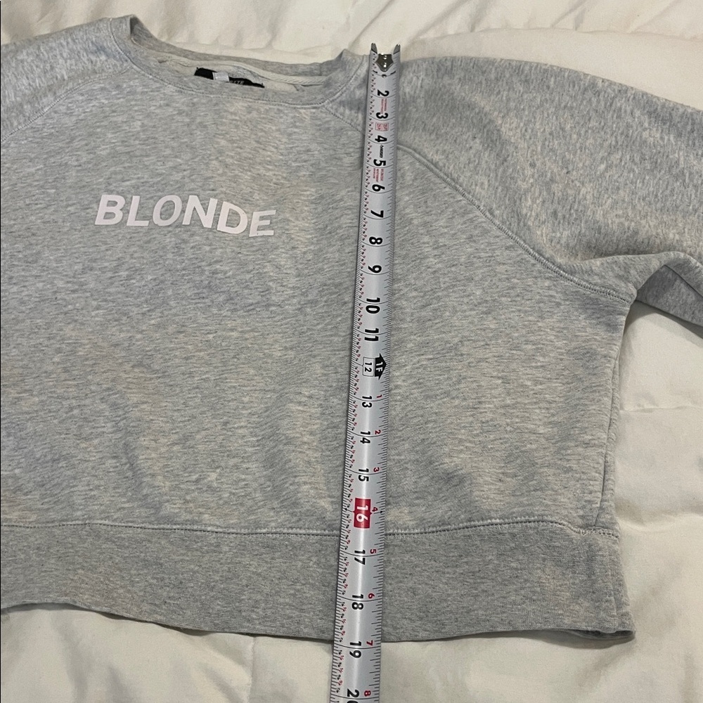 Brunette The Label | Gray | Cropped | CrewNeck | Blonde |Sweatshirt | Size L/XL - Picture 11 of 13
